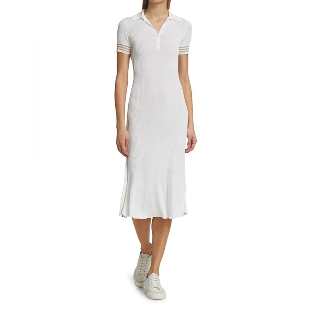 Rag & Bone Peyton Rib Polo Striped Detailing Midi Dres
